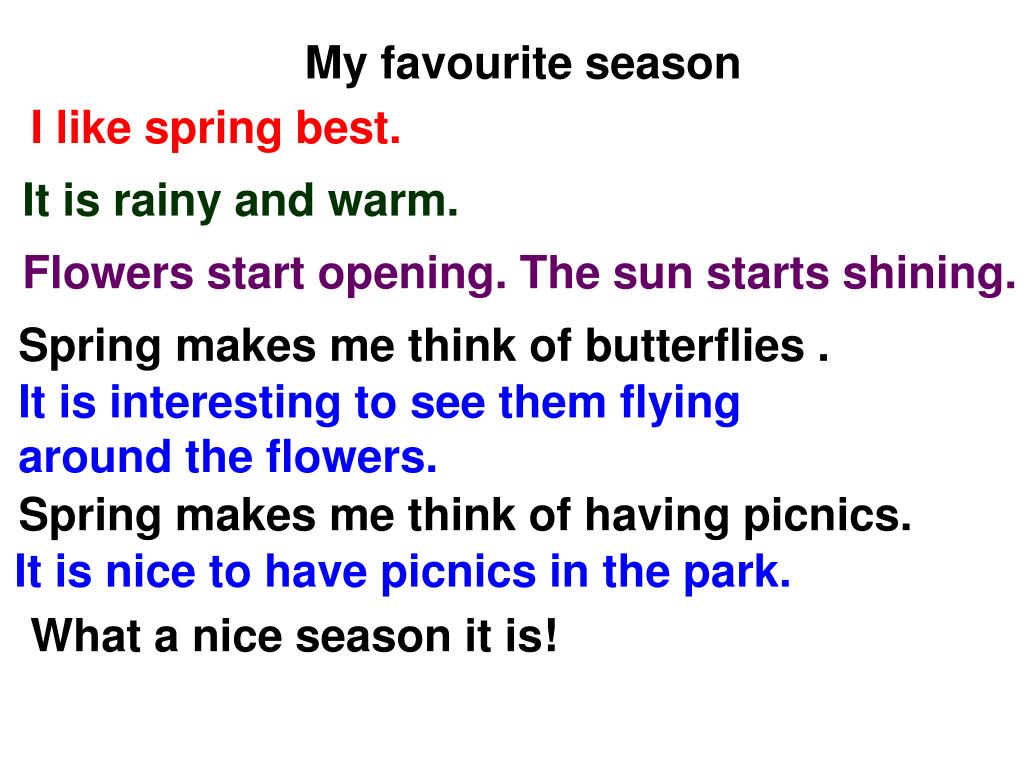 Как переводится my favourite. Сочинение на английском языке про весну.