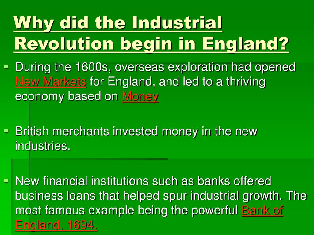 why did the industrial revolution start in england essay