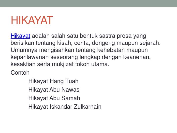 Contoh Hikayat Sastra Melayu Klasik - Simak Gambar Berikut