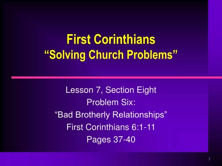 PPT First Corinthians “Solving Church Problems” PowerPoint