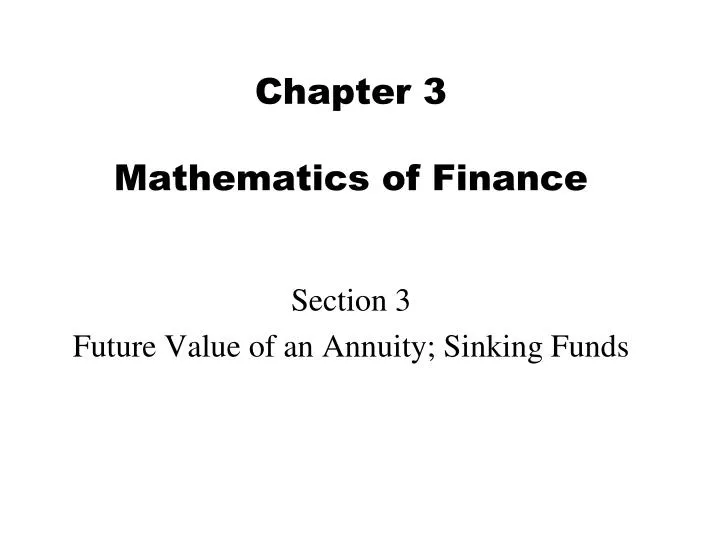 Ppt chapter 3 mathematics of finance powerpoint presentation free