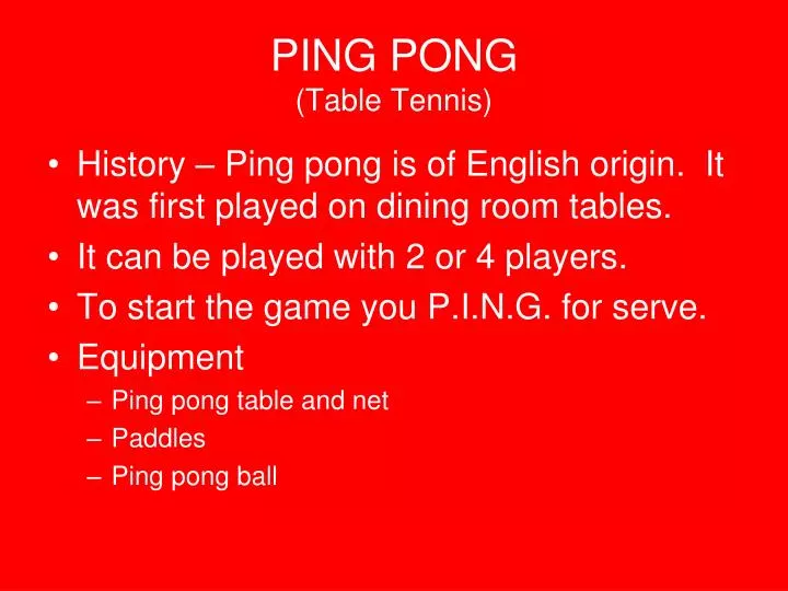 ping pong table tennis n.