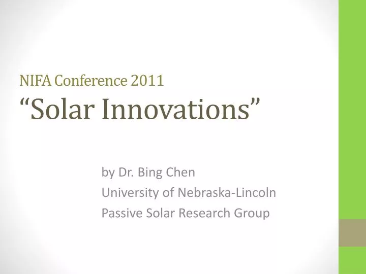 PPT NIFA Conference 2011 “Solar Innovations” PowerPoint Presentation