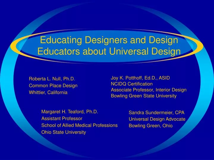 educating designers and design educators about universal design n.
