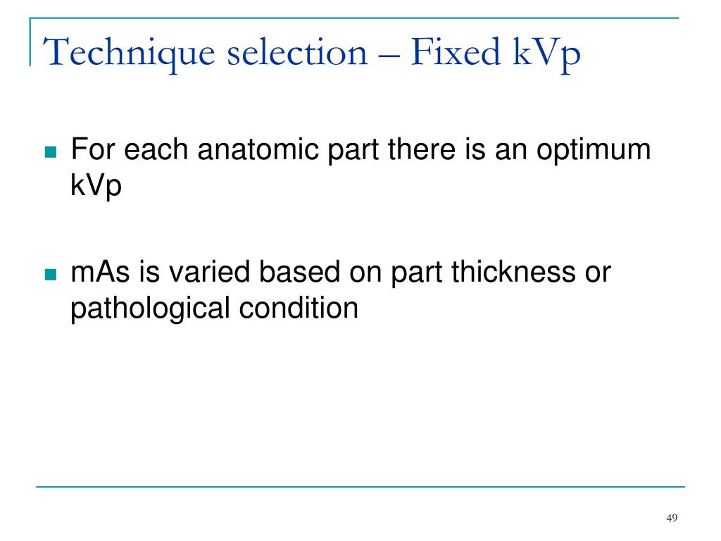 Fixed Kvp Technique Chart