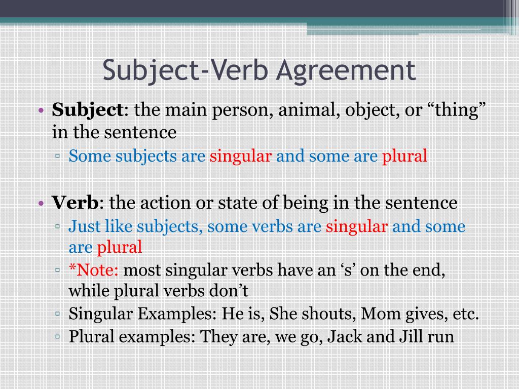 powerpoint presentation on subject verb agreement
