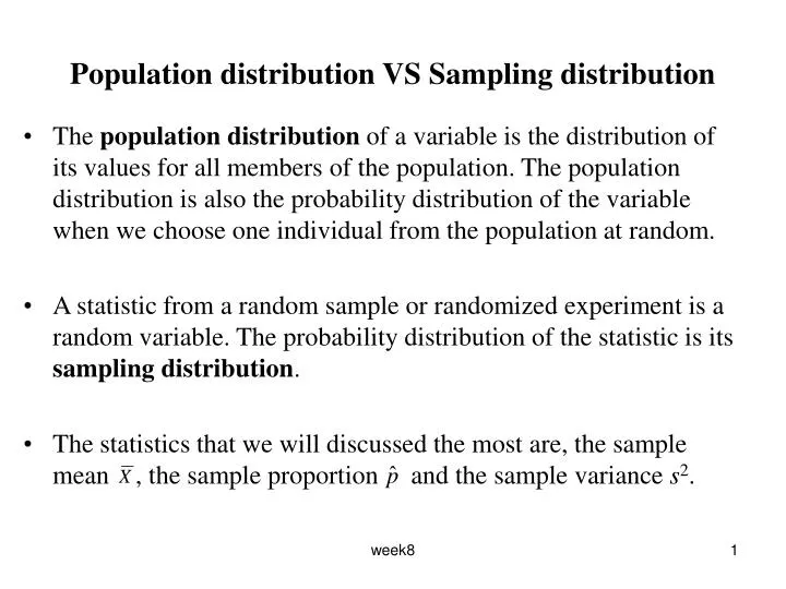 population distribution vs sampling distribution n.