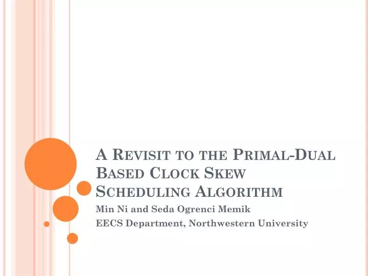 a revisit to the primal dual based clock skew scheduling algorithm n.