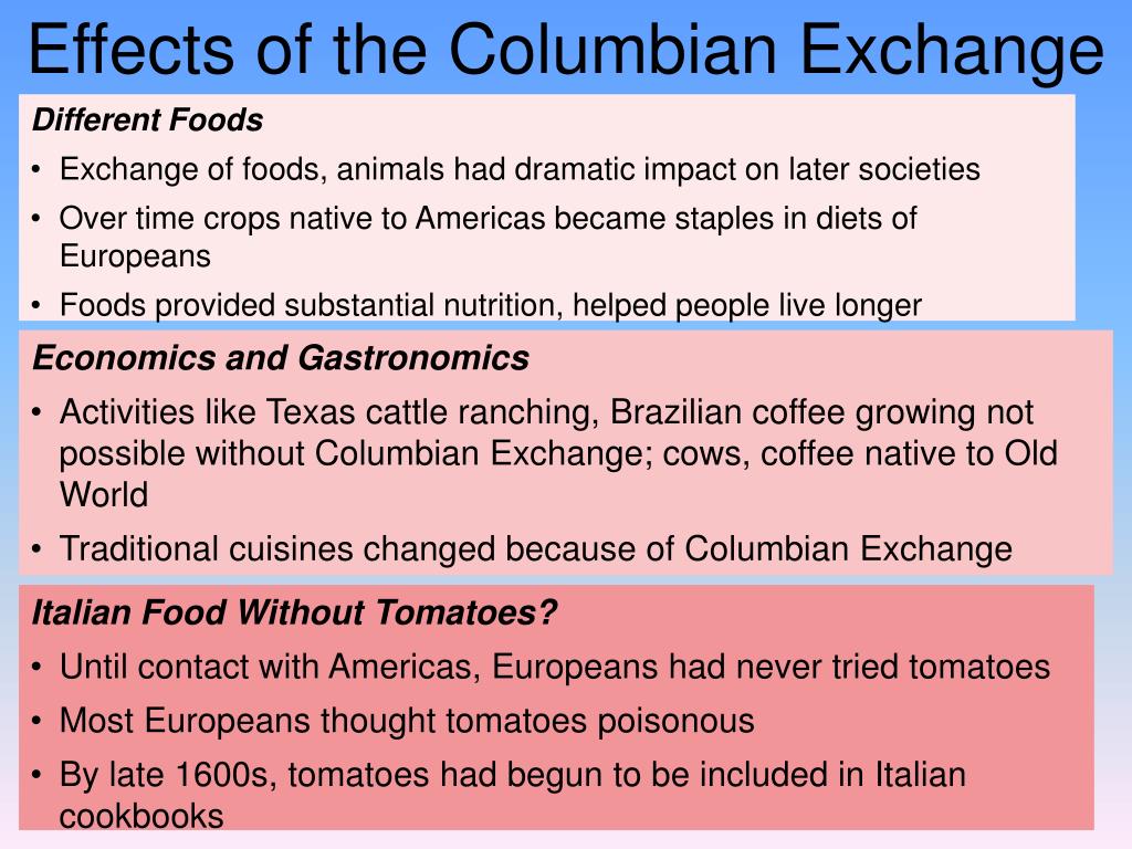 Columbian Exchange Cause And Effect Chart