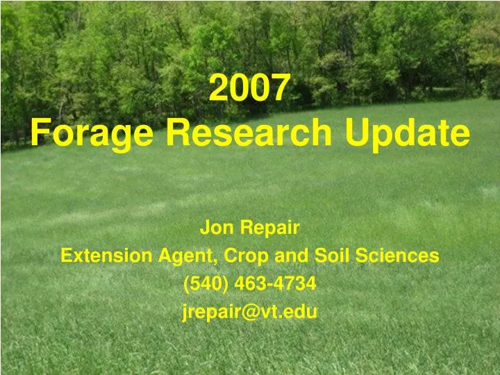 2007 forage research update n.