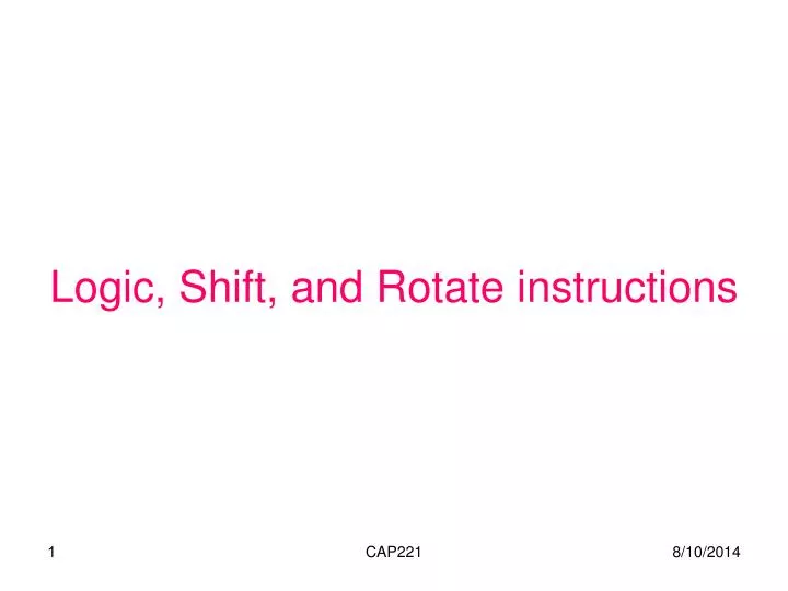 PPT Logic, Shift, and Rotate instructions PowerPoint Presentation