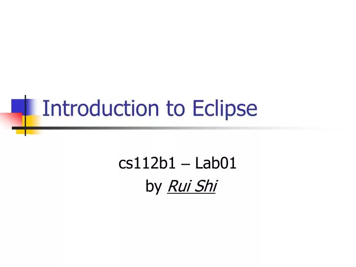 introduction to eclipse n.