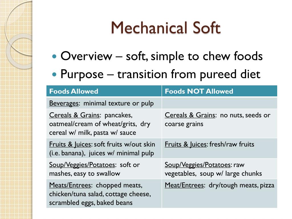 Printable Mechanical Soft Diet