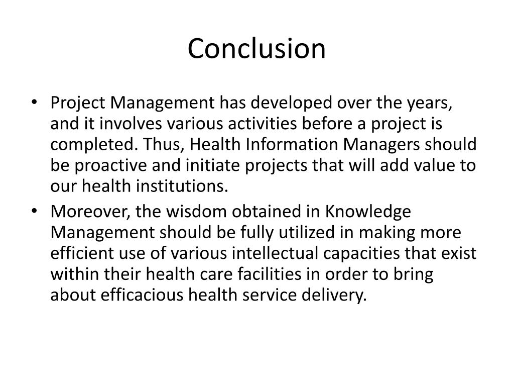conclusion of project management assignment