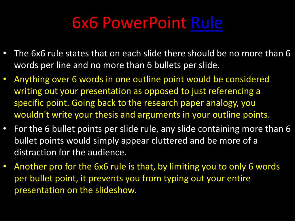 6x6 rule of presentations