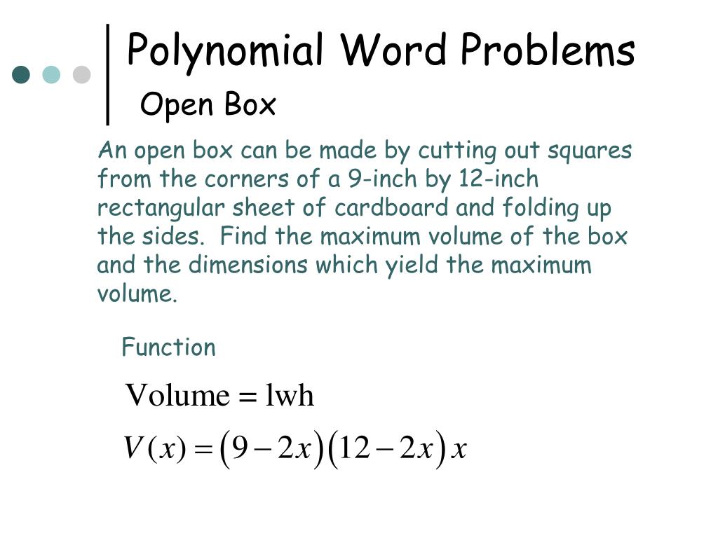 word problems involving polynomial equations
