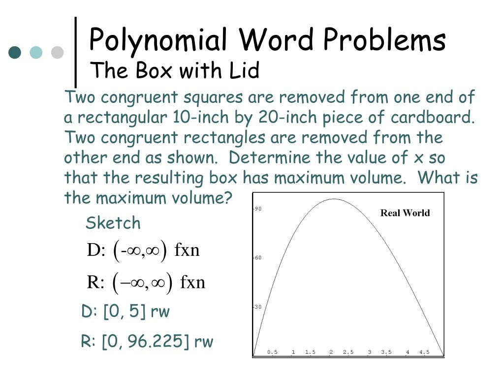 word problems involving polynomial equations