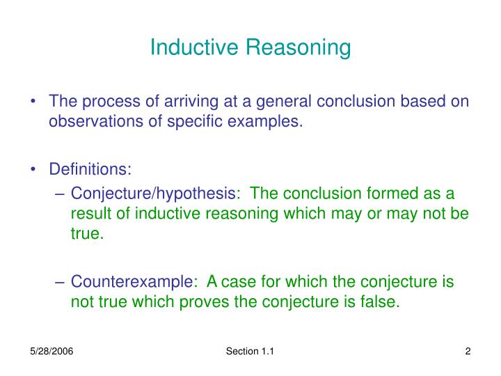 PPT - Section 1.1 Inductive and Deductive Reasoning PowerPoint ...