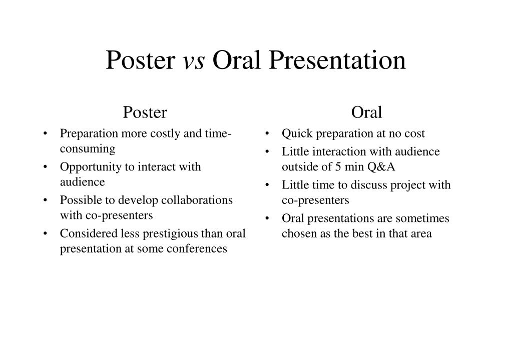 oral or poster presentation meaning
