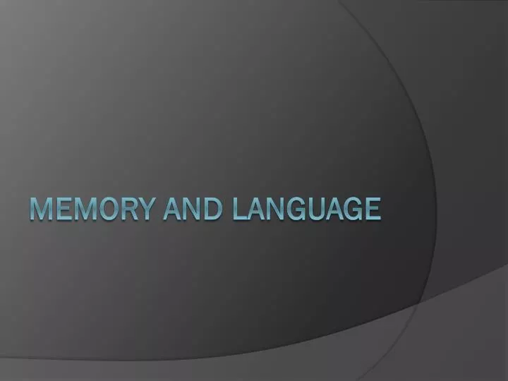 memory and language n.