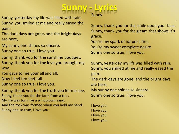 PPT - Boney M - Sunny PowerPoint Presentation - ID:3127248