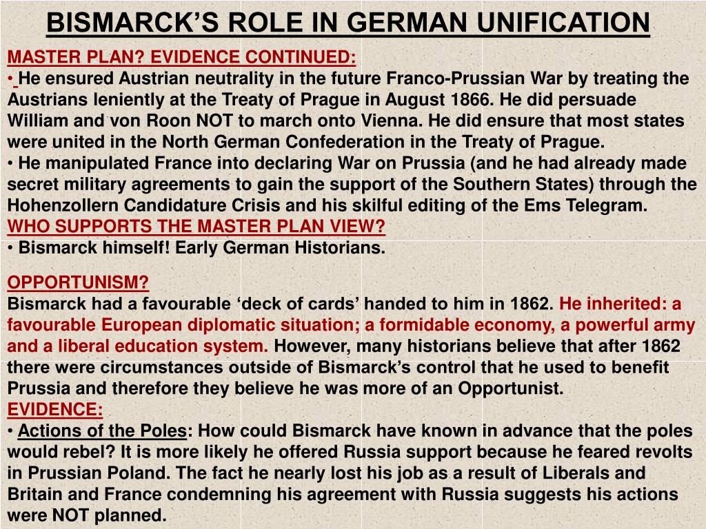 Реферат: The Importance Of Bismarck To German Unification