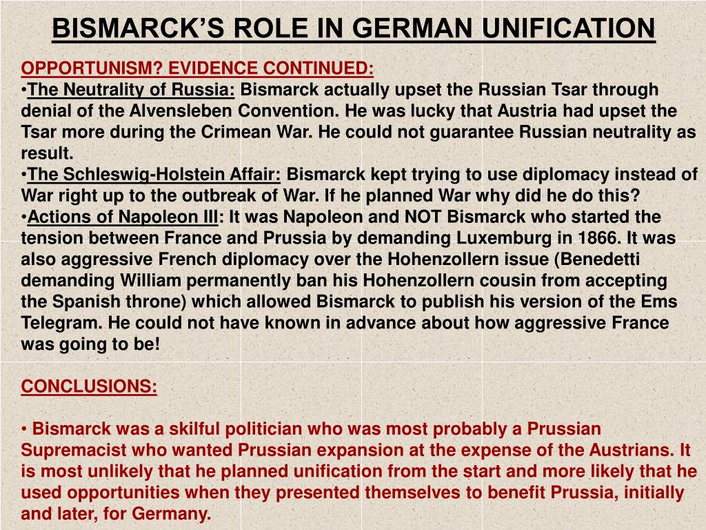 Реферат: The Importance Of Bismarck To German Unification