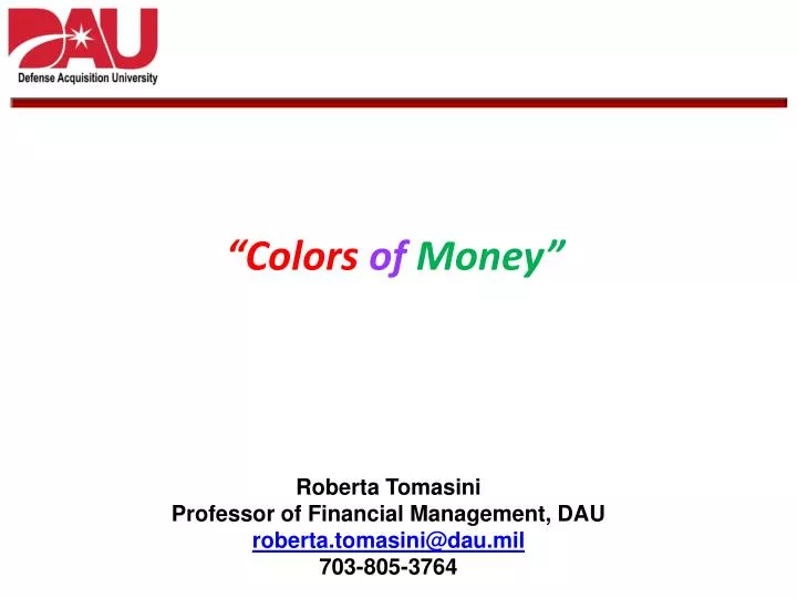 PPT “Colors of Money” PowerPoint Presentation, free