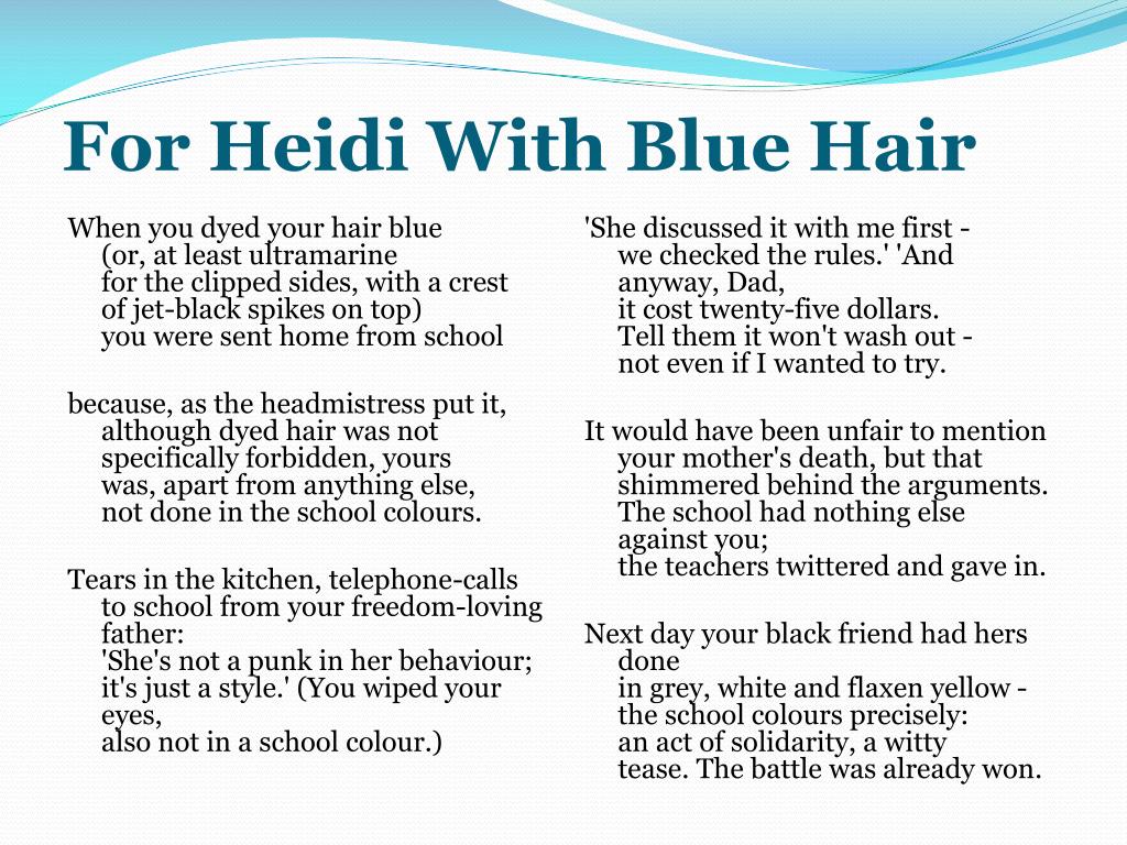 heidi blue hair poem