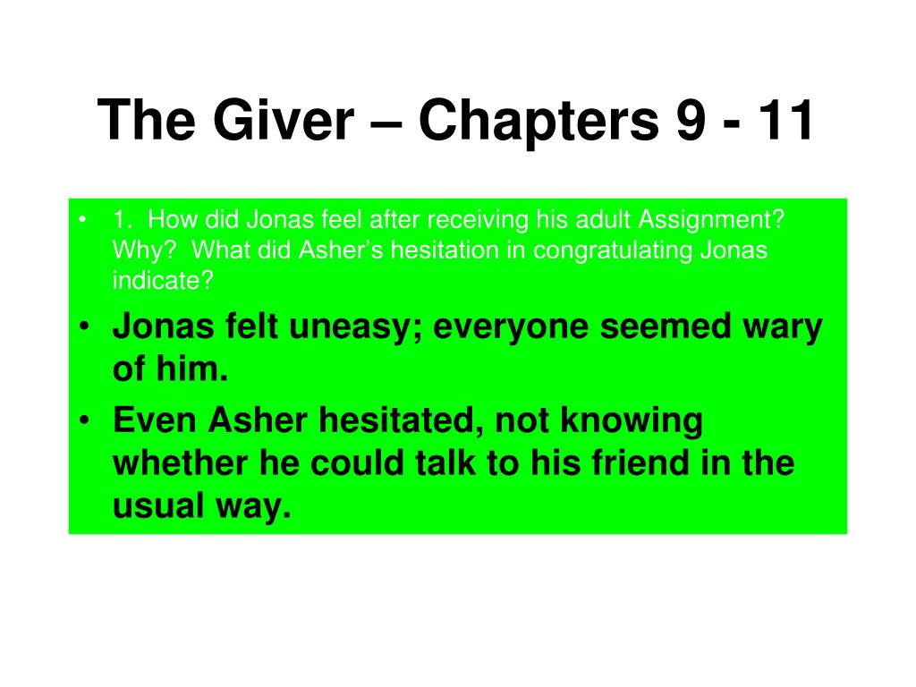 what is asher's assignment in the book the giver