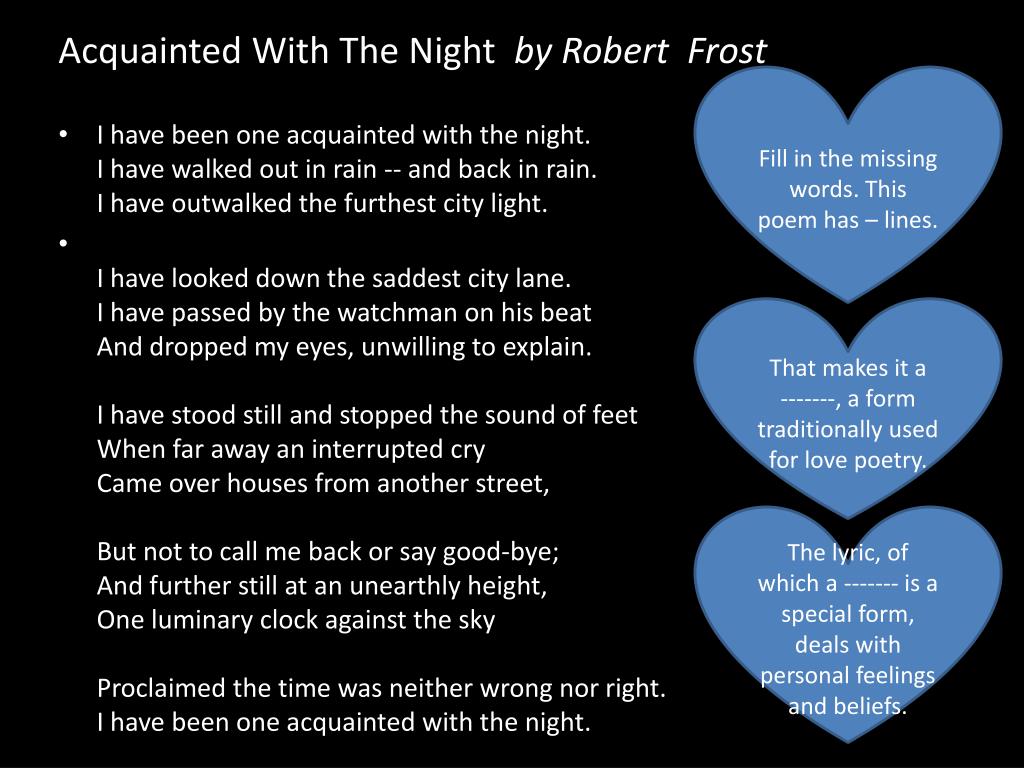 Ppt Acquainted With The Night By Robert Frost Powerpoint Presentation Id