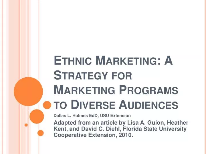 ethnic marketing a strategy for marketing programs to diverse audiences n.