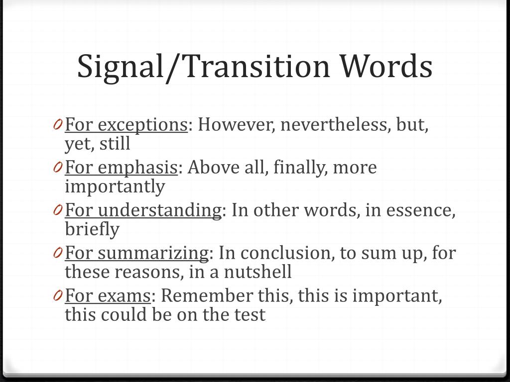 transition signal in essay