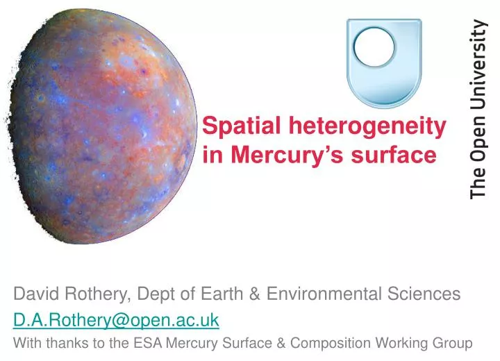 spatial heterogeneity in mercury s surface n.