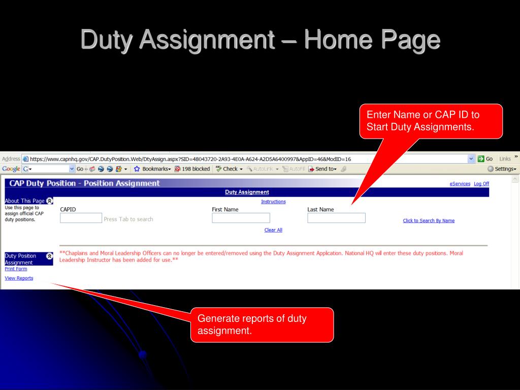 what does duty assignment mean
