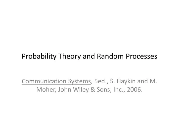 PPT - Probability Theory And Random Processes PowerPoint Presentation ...