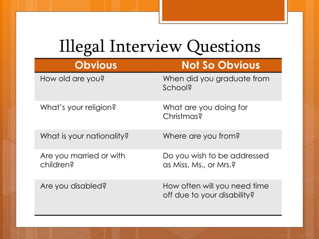 PPT Potential Legal Problems in a Job Interview PowerPoint