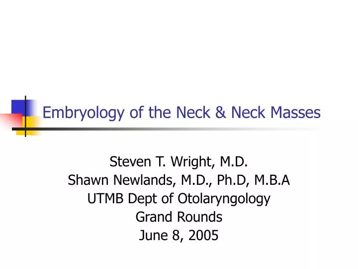 embryology of the neck neck masses n.