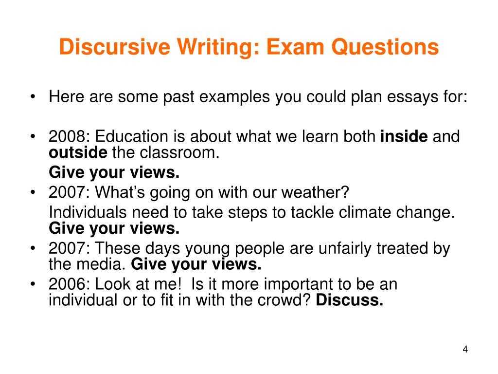 discursive writing questions