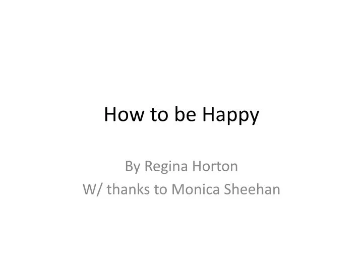 how to be happy n.