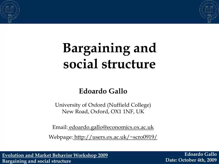 PPT - Bargaining and social structure PowerPoint Presentation, free ...