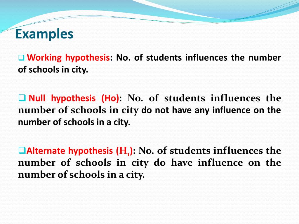 example of a working hypothesis