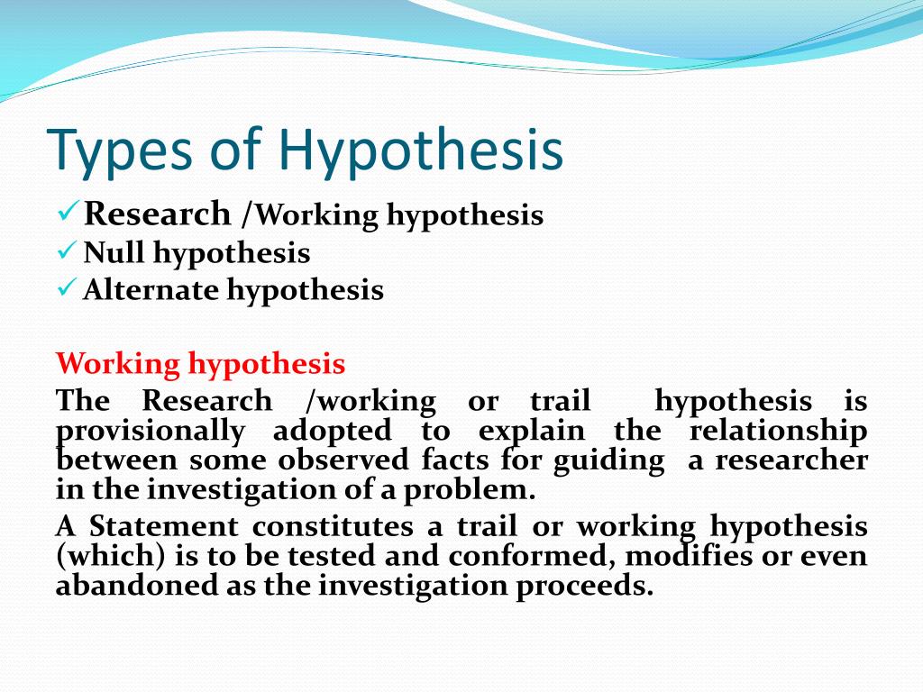 hypothesis types in research methodology