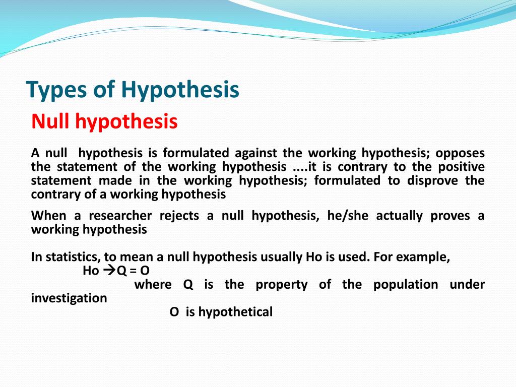 types of statistical hypothesis