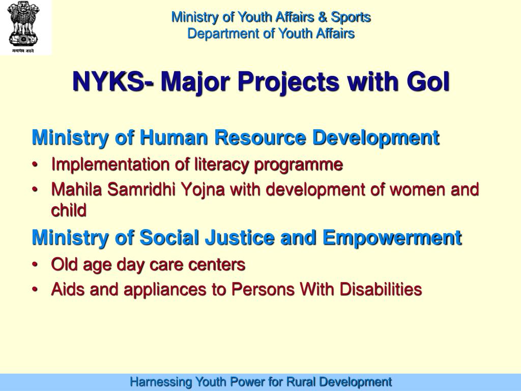 PPT - GOVERNMENT OF INDIA Ministry of Youth Affairs & Sports Department ...
