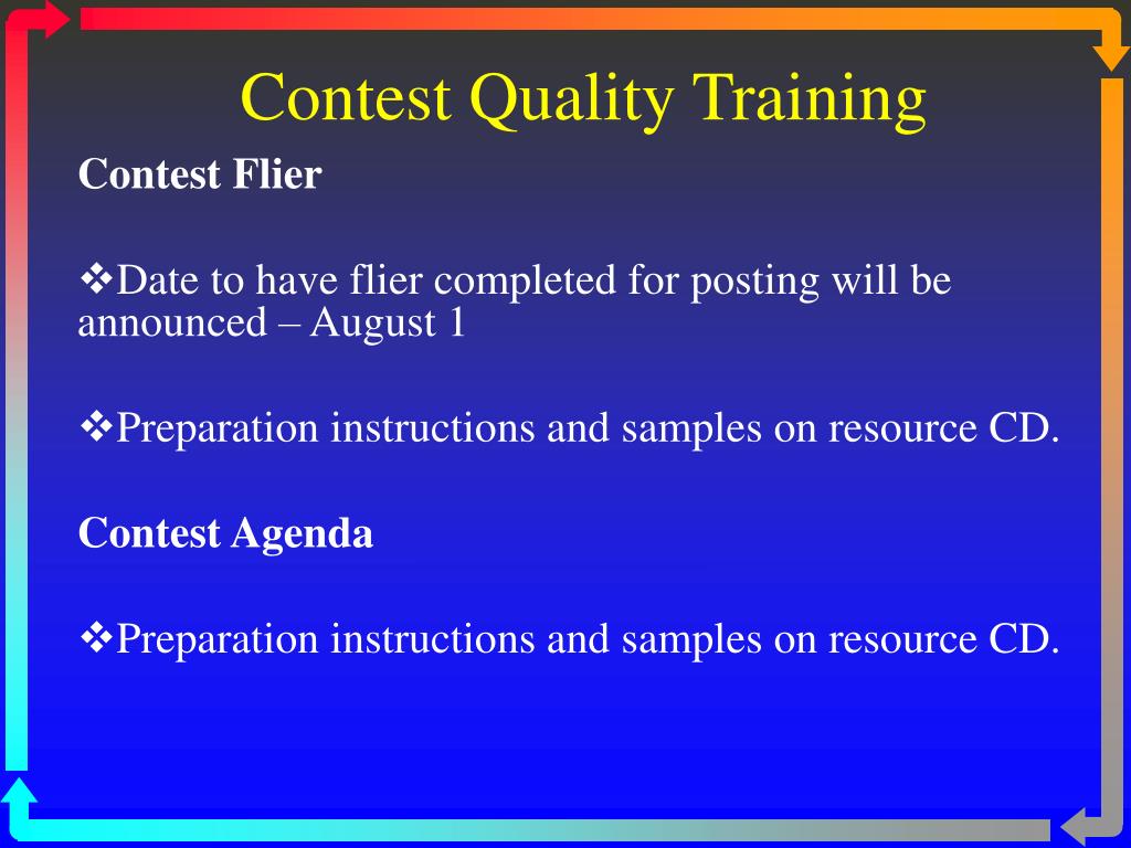PPT - Contest Quality Training 2008-2009 Diana Patton District Contest ...