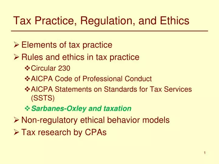 PPT Tax Practice, Regulation, and Ethics PowerPoint Presentation