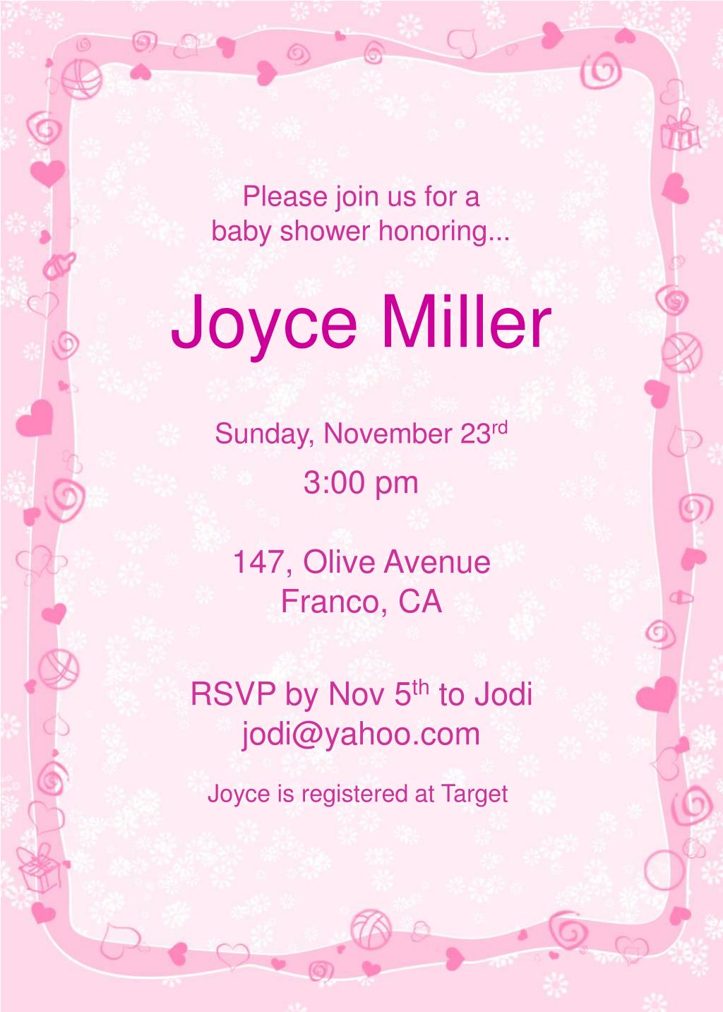 please join us for baby shower honoring