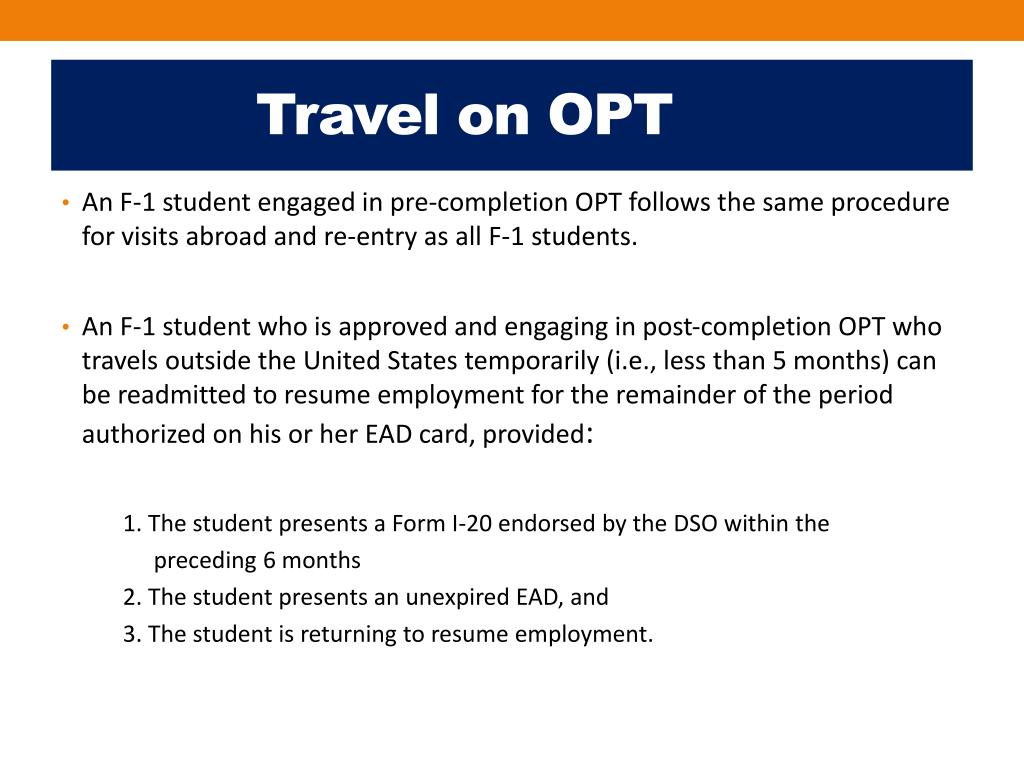 international travel on opt