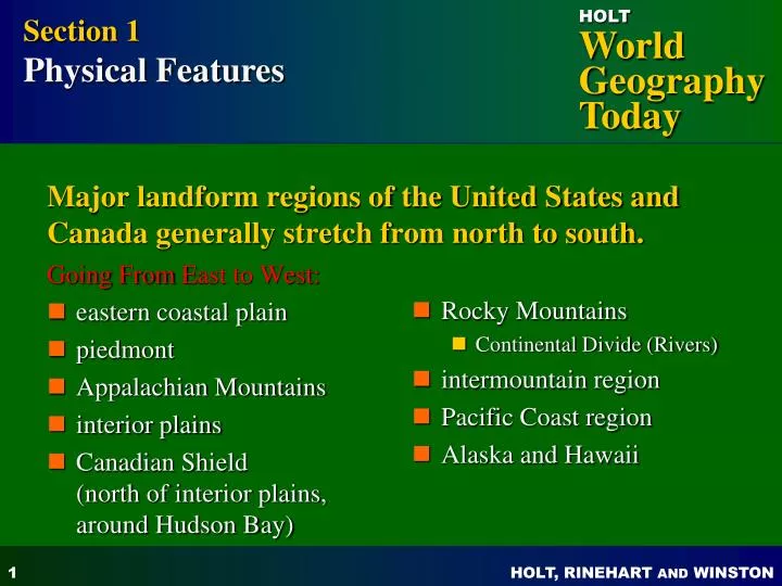 Ppt Major Landform Regions Of The United States And Canada